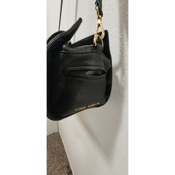 Vince Camuto Margi Leather Shoulder Bag color Black gold metal - Picture 7 of 12